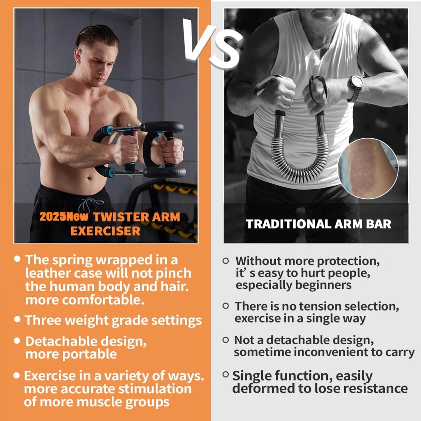, 44-110Lbs Twister Arm Exerciser, Forearm Triceps Chest Enhanced Exercise Strengthener, Portable Fitness Equipment for Home