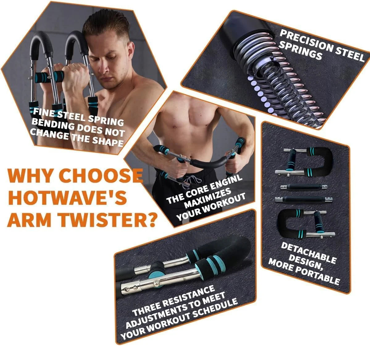 , 44-110Lbs Twister Arm Exerciser, Forearm Triceps Chest Enhanced Exercise Strengthener, Portable Fitness Equipment for Home